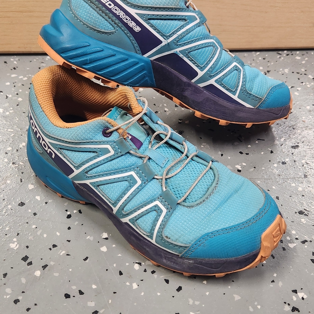Salomon Teal and Orange Trail Shoes